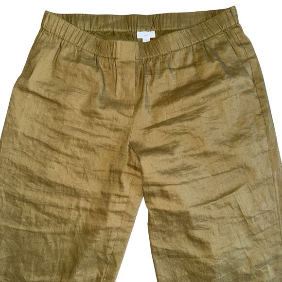 J. Jill Olive Green Linen Blend Cropped Capri Wide Leg Pull-On Pants Size XLP - Picture 2 of 8
